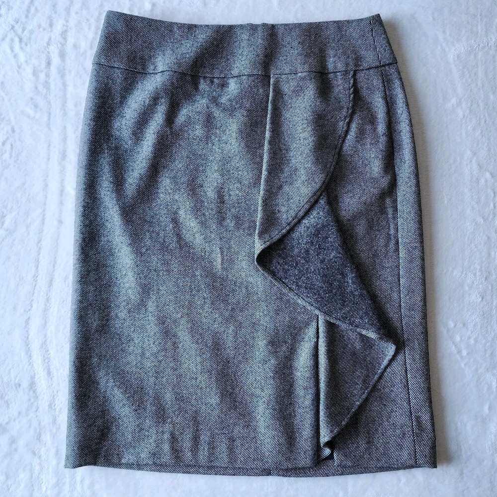 Talbots Tweed Skirt Wool Blend Womens 4 Cascade Ruffle Pencil Career Office Work